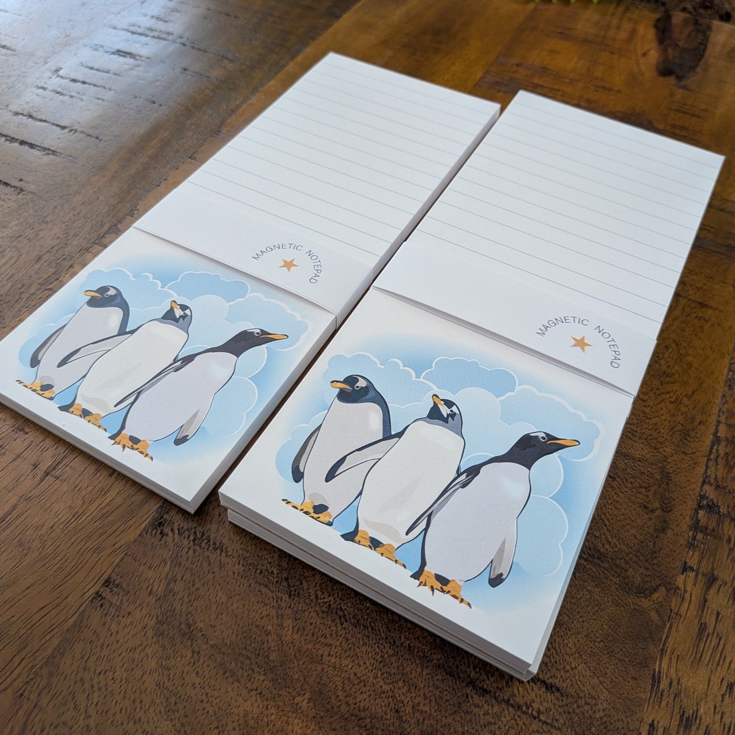 Emperor Penguin Illustrated Notepad with Magnetic on back. 3.5" x 8.5 " - Quality thick paper, strong magnet