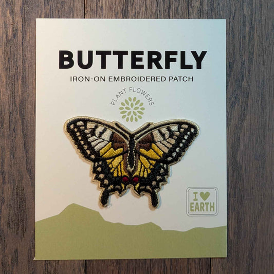 Yellow Swallowtail Embroidered Iron -On Patch. Conservation edition patches.
