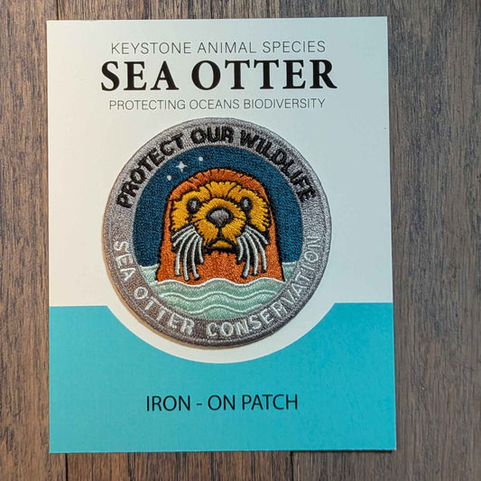 Sea Otter Embroidered Iron- On Patch. Keystone Animal Species collector edition patches