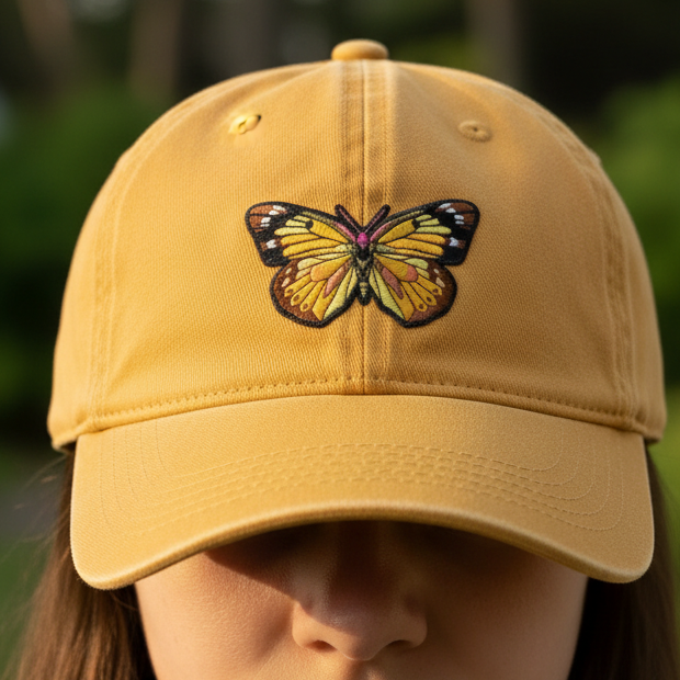 Clouded Yellow Butterfly Mustard Hat — Lifestyle