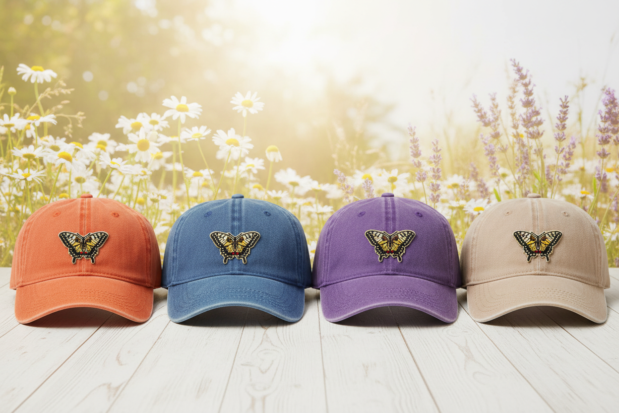 Four Hats with Smaller Swallowtail Butterfly Patch