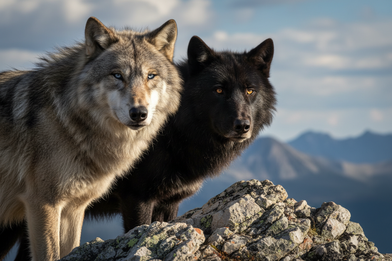 Grey and Black Wolf Close-Up