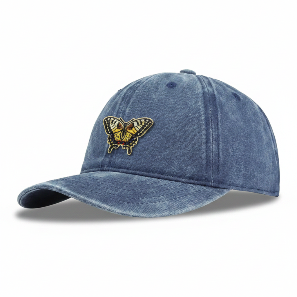 Indigo Blue Hat with Swallowtail Patch