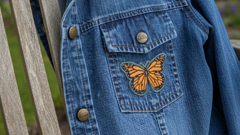 Monarch Butterfly Iron-On Patch — Rustic Edition