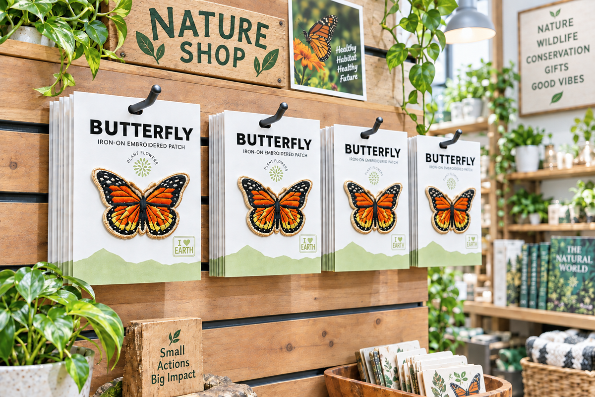 Nature shop patch display with natural daylight lighting