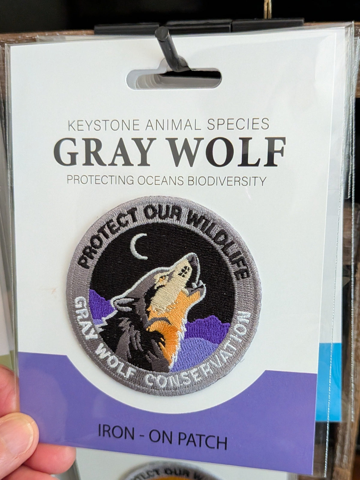 Gray Wolf Conservation Iron-On Patch, Eco-Friendly — Pack of 6