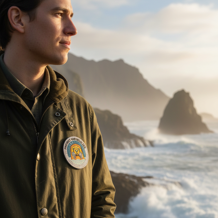 Sea Otter Conservation Patch Jacket Lifestyle - Realistic Size