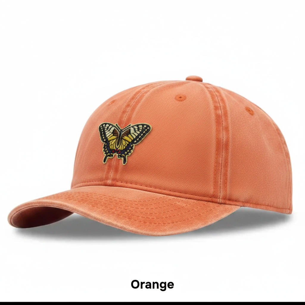 Tangerine Orange Hat with Swallowtail Patch