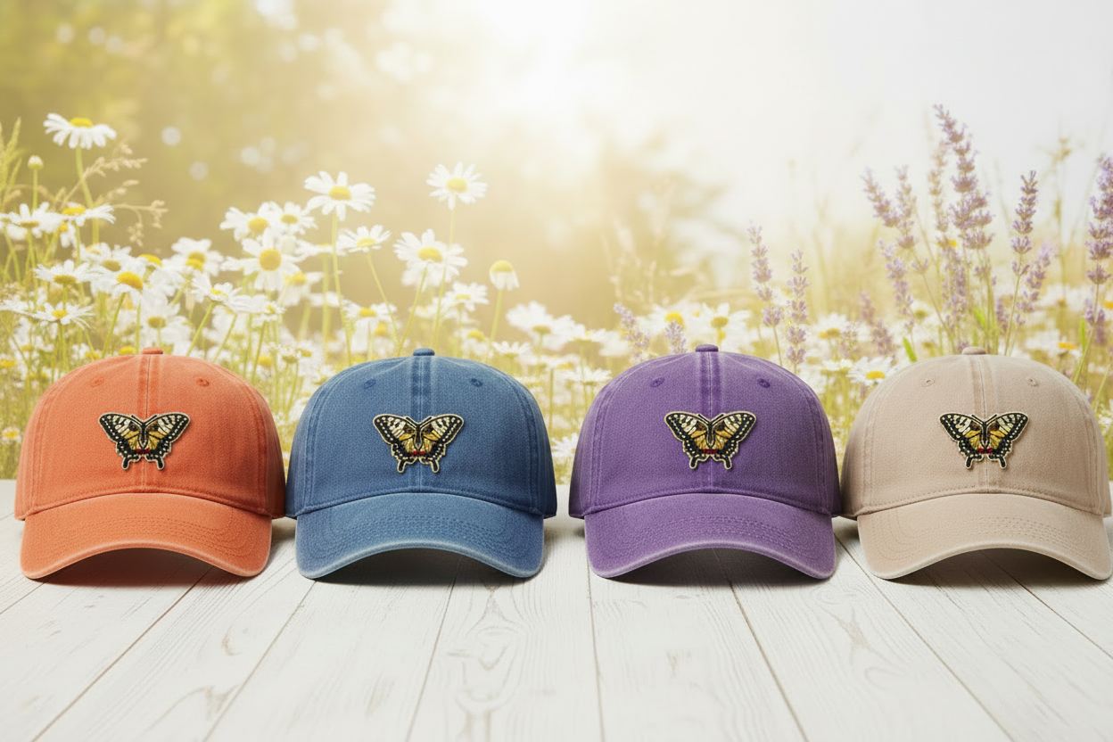 Three Hats with Swallowtail Butterfly Patch